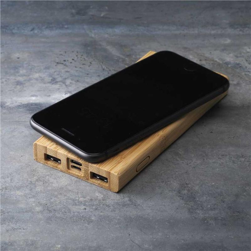 Custom 8000 mAh Bamboo Wireless Powerbank